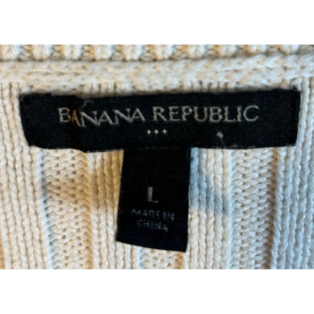 Banana Republic Cable Crew Pullover Cream womens Size L - Picture 4 of 9